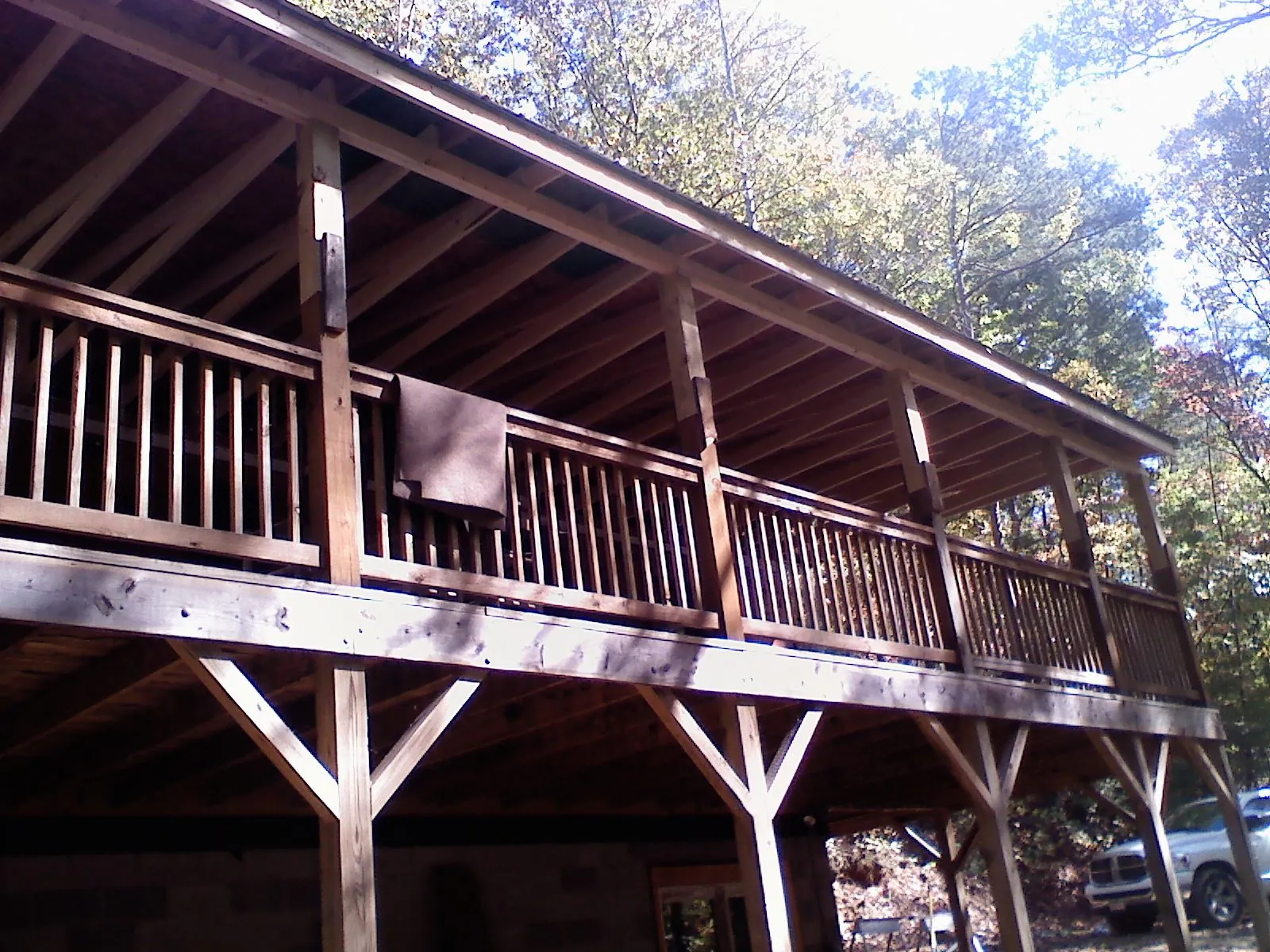 Timber framing under a new elevated porch and deck — Roof Leak Repair in Voorhees by Roofing Brothers